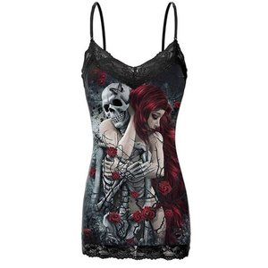 Thorny Skeleton Embrace Printed Top
